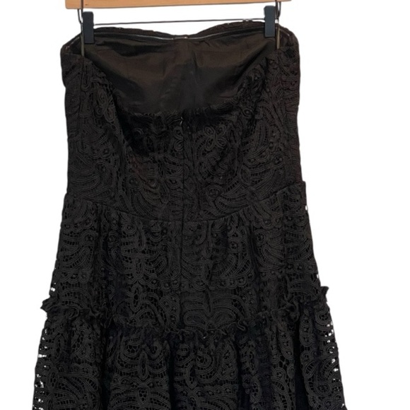 NWT Eva Franco Black Strapless Floral Lace Mini Dress, Ruffle Detail, Formal, 12 - Picture 14 of 16